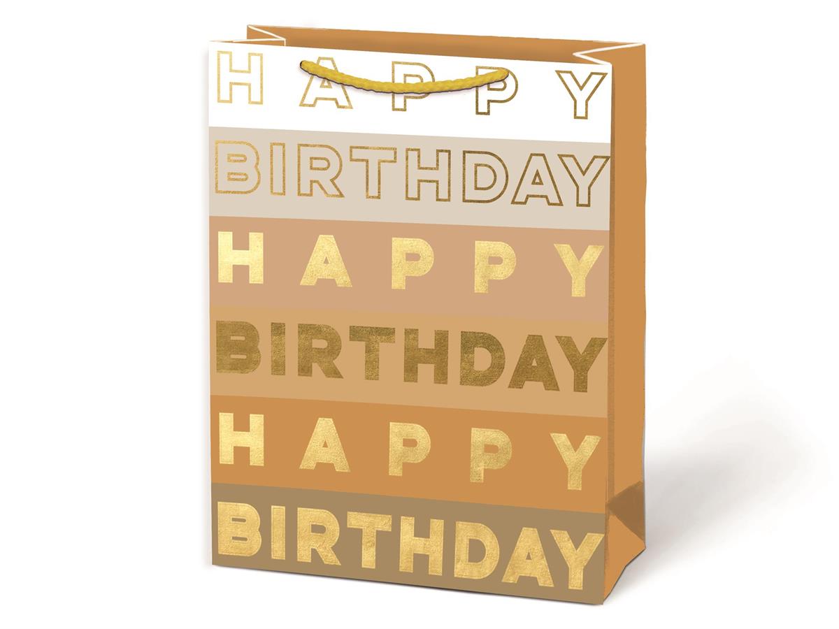 Paper T. Gift Bag, Medium, Happy Bday, Matte/HS, 157GSM, tag+j-hook