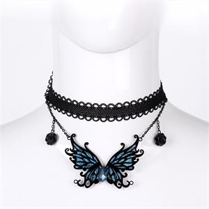 Party Gear Hween Beaded Necklace Jewelry w/ Butterfly, Black