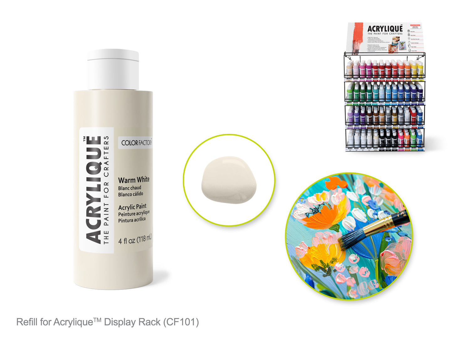 Color Factory: 4oz Acrylique Paint for Crafter's 005 Warm White