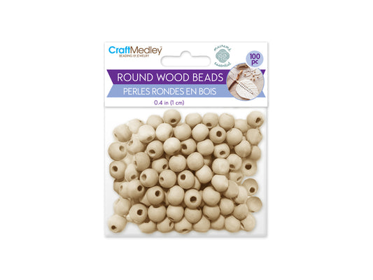 Wood Craft: Round Beads Natural A) 10mm 100pc