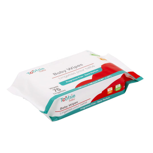 Tootsie Baby, 75-pc Baby Wipes, UNSCENTED, 35gsm