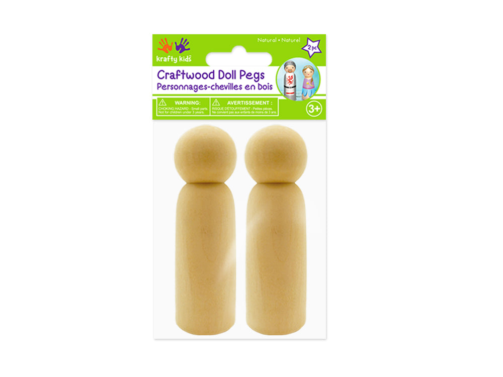 Craftwood: 3"x1" Doll Peg 2pc Natural B) Boy Doll
