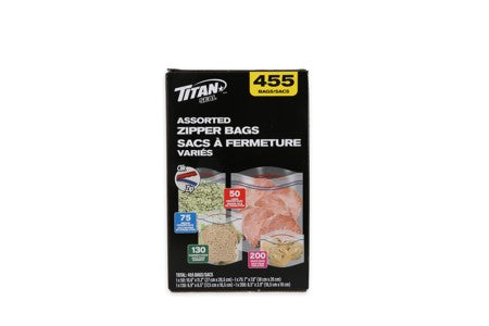 TITAN VARIETY ZIPPER BAGS 455 BAGS/UNIT