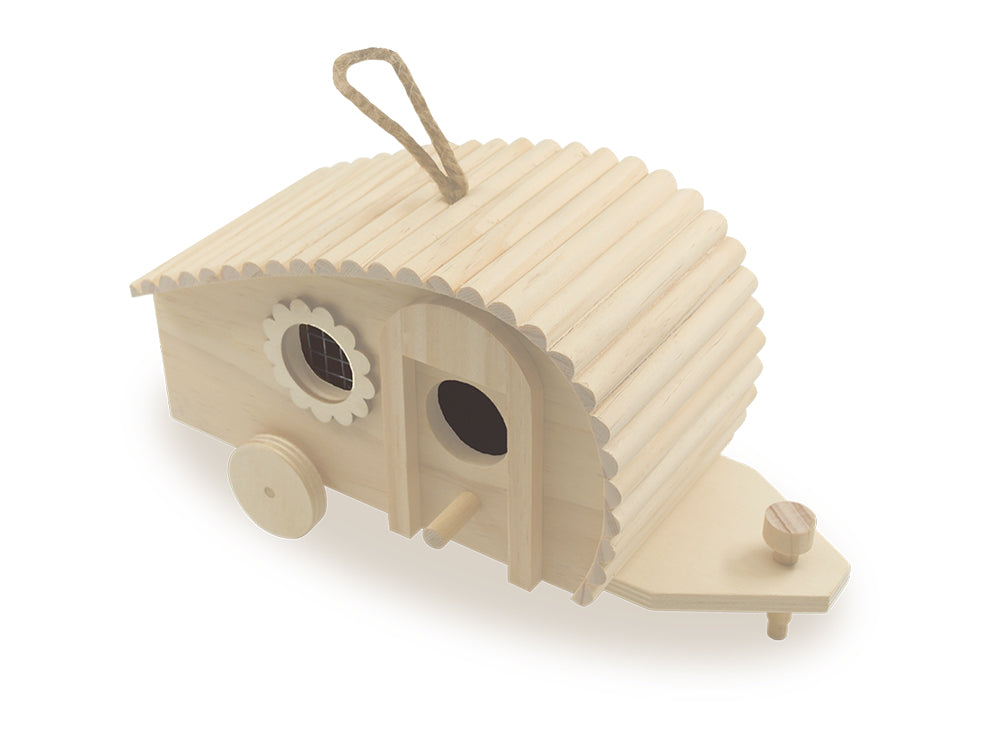 Wood Craft: 9"x3.9"x4.7" DIY Fifth Wheeler Camper w/Jute Cord