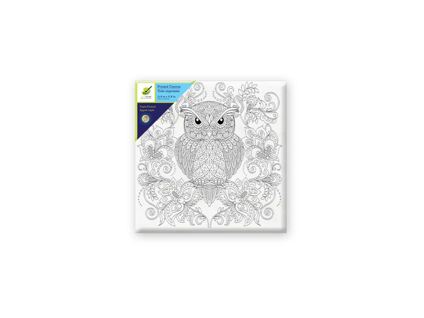 Stretch Artist Printed Canvas: 12"x12" Primed Back-Stapled E) Owl