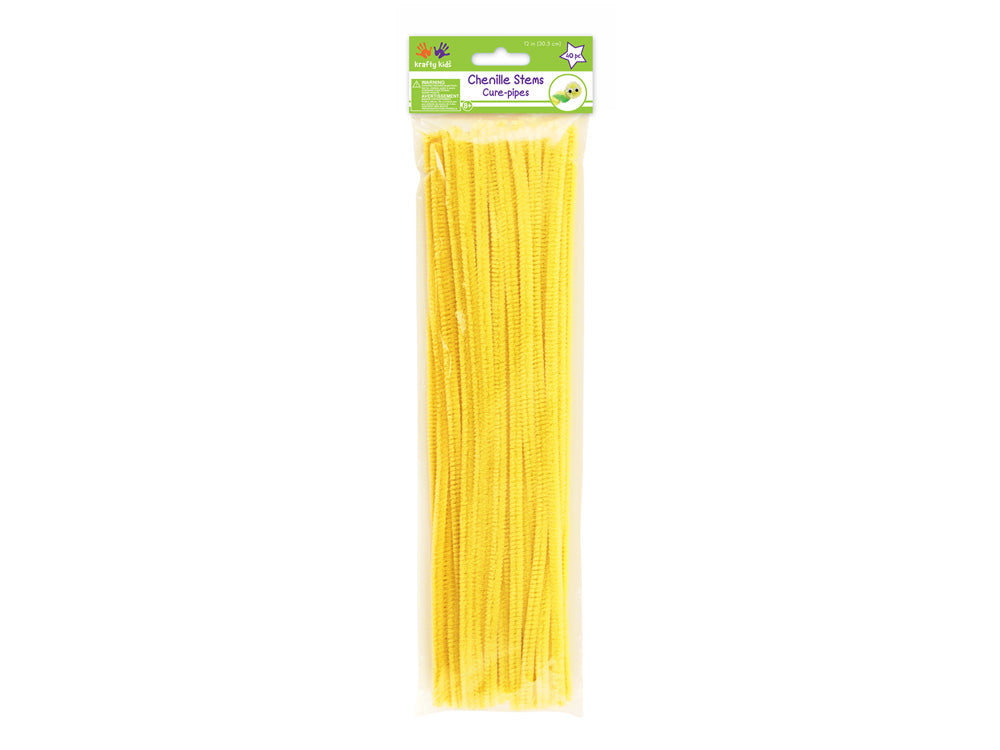 Chenille Stems: 6mmx30cm Standard Pipe Cleaners 40pc O) Yellow