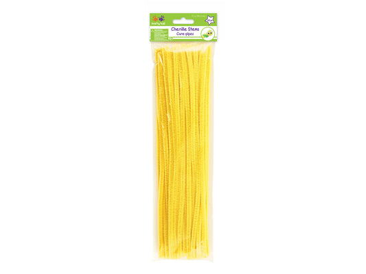 Chenille Stems: 6mmx30cm Standard Pipe Cleaners 40pc O) Yellow