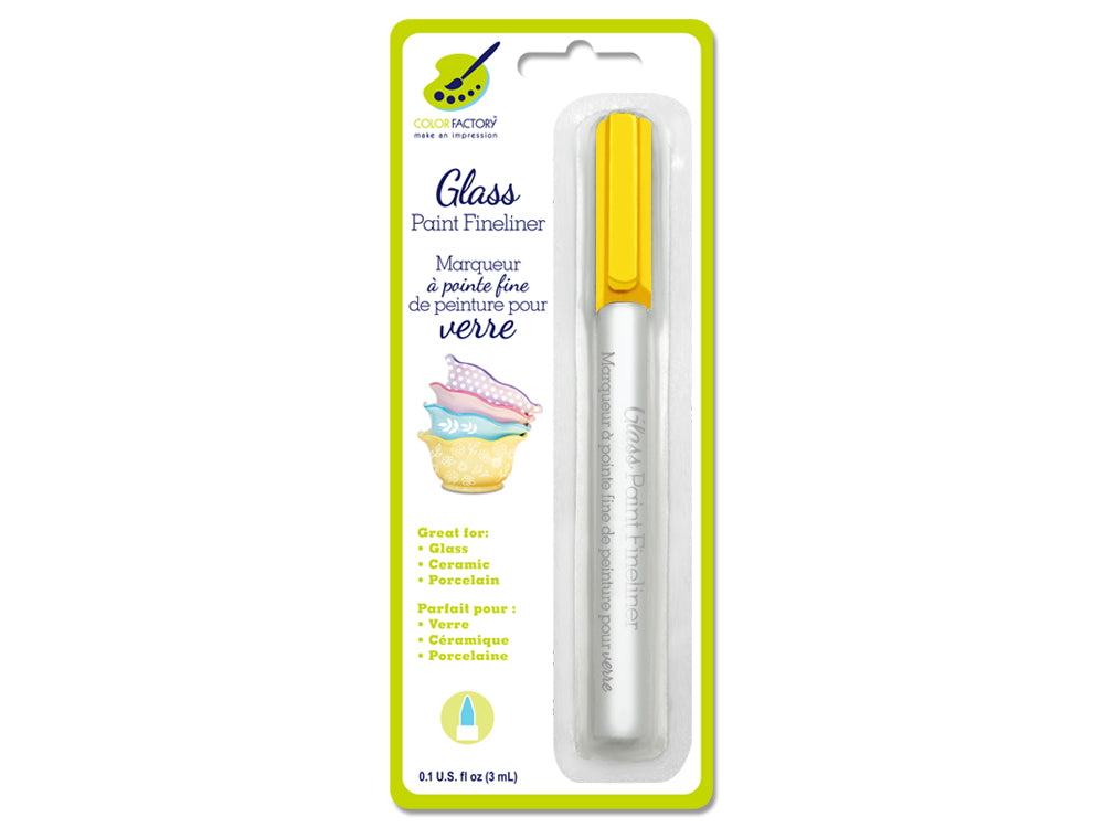 Color Factory: Glass Marker Ceramic/Porcelain Fineliner Permanent 3ml E) Yellow