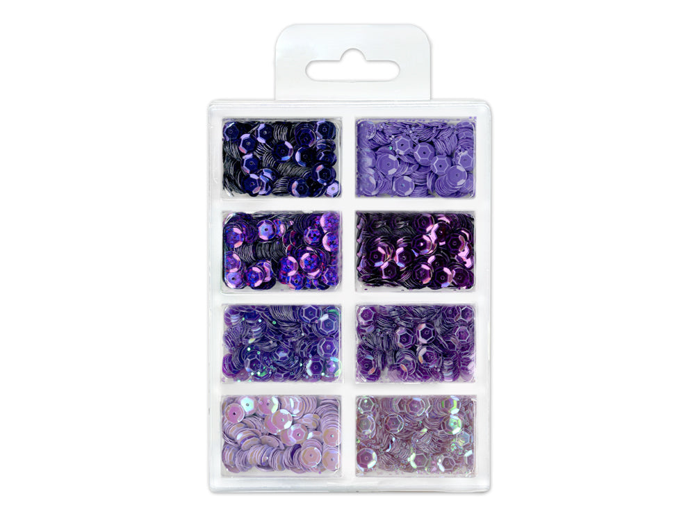 Craft Medley: 6mm Cup Sequins 25g Plastic Case 8-comp F) Viola