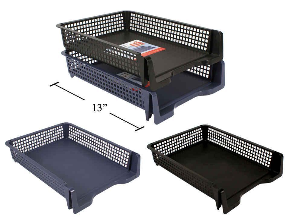 O.WKs. 12.75x10x2.75" Desk Tray, 2 Col. Stackable Organizer