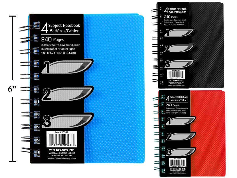O.Wks, 4.5" x 5.75" 240-p 4-Subject Notebook, 3 col., opp bag