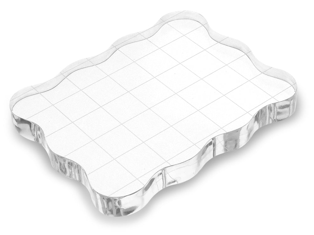 Clear Acrylic Stamp Block: 8.9cmx7cmx1cm Ergonomic Applicator w/Grids
