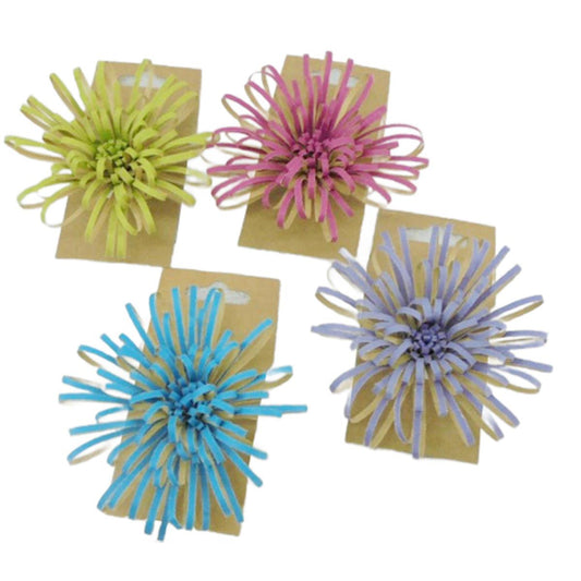 Paper T. Matte/Kraft 4" Windsparker Bow, 4/S, card 4" dia, 4-asst: Pink/Purple/Green/Blue
