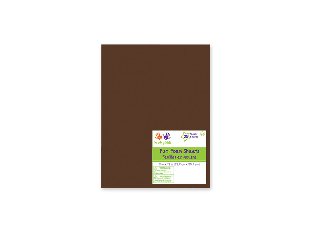 Fun Foam Sheets: One 9"x12" - 2mm(T) Barcoded Sheets L) Dark Brown