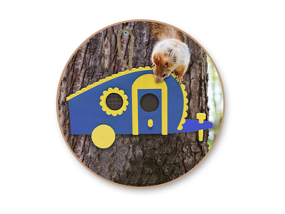 Wood Craft: 9"x3.9"x4.7" DIY Fifth Wheeler Camper w/Jute Cord