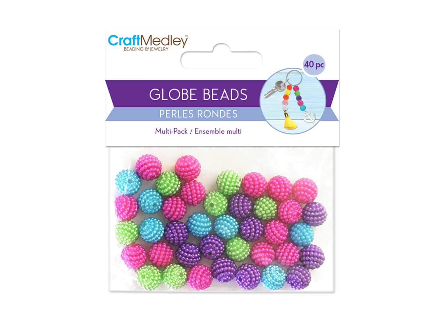 Plastic Beads: 10mm Globe Micro-Bead Multi-Packs 40pc B) Globes Bold