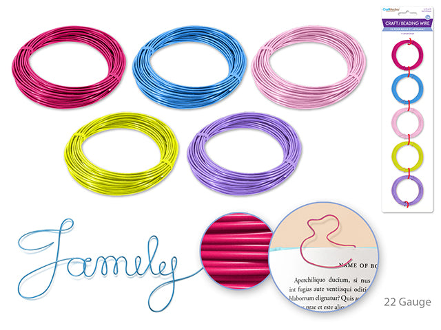 Craft/Beading Wire: 22g Pastels 4m x 5 Colors Asst (20m Total)