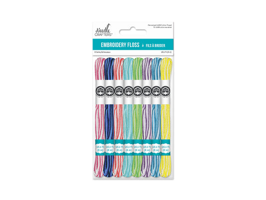 Needlecrafters: 8m Cotton Embroidery Floss 8 Hanks/pkg J) Variegated Brights
