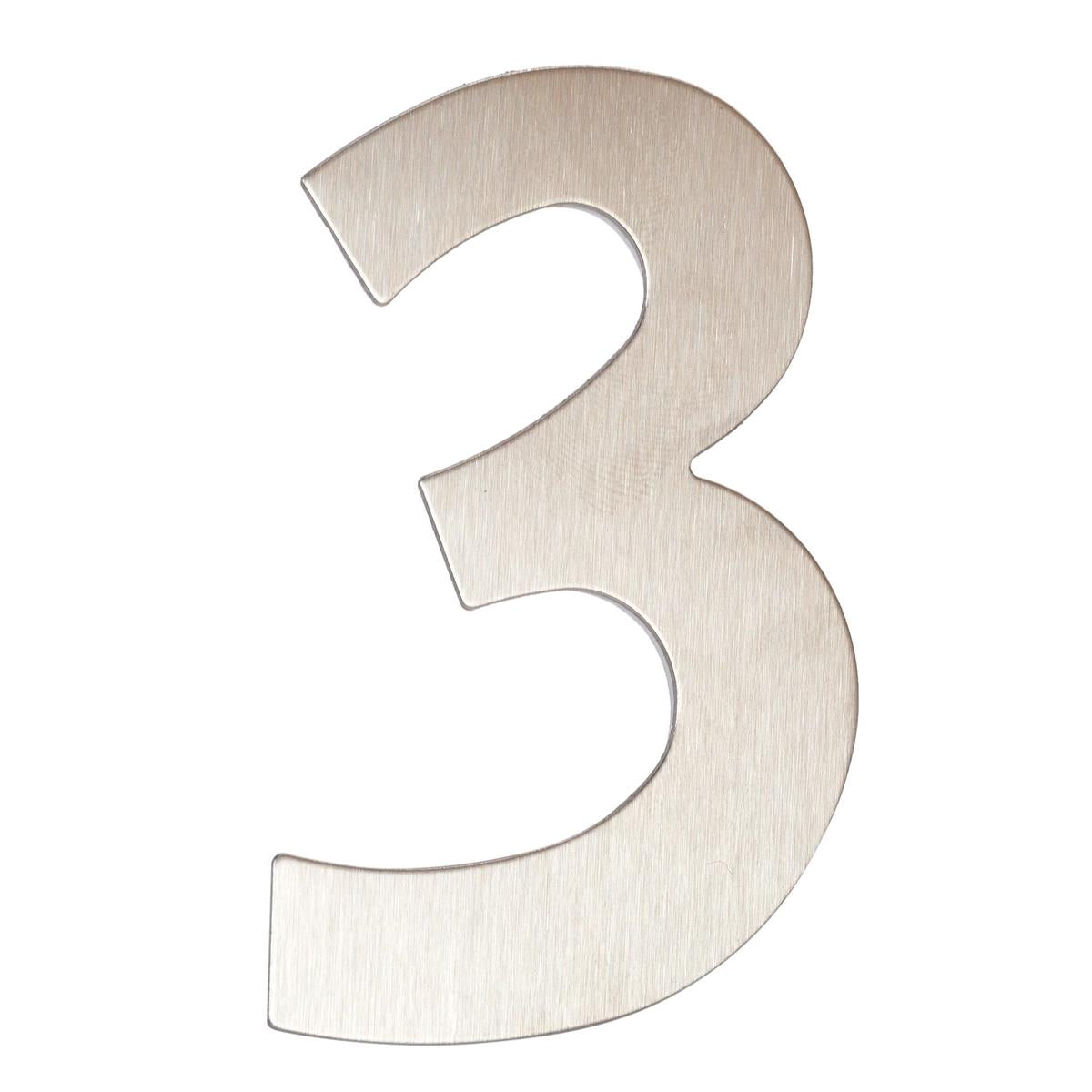 H.E. 3"#3 Adhesive Number Sign, SS B/C