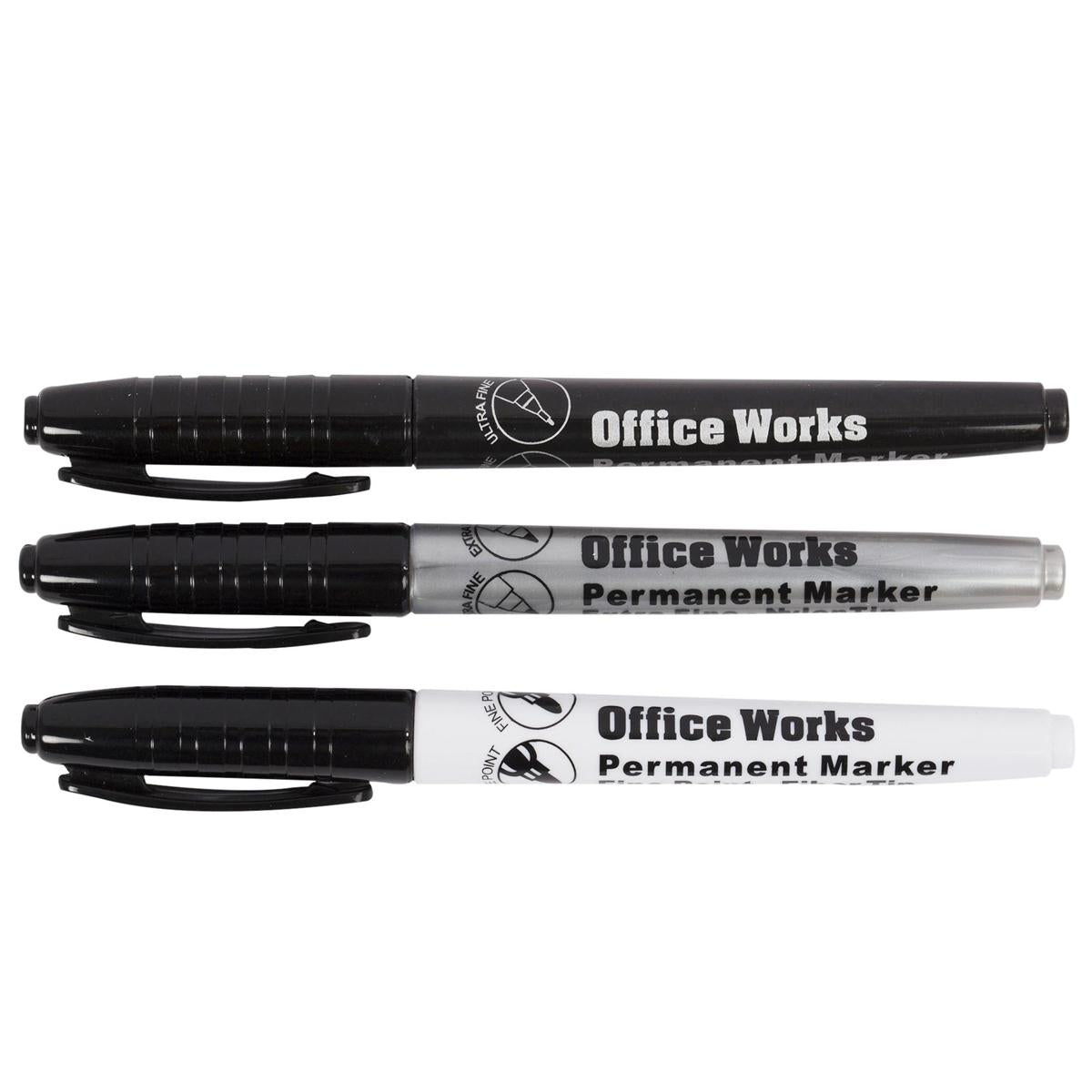O.WKs. 3-pc Permanent Markers 3 Asst.TipSizes