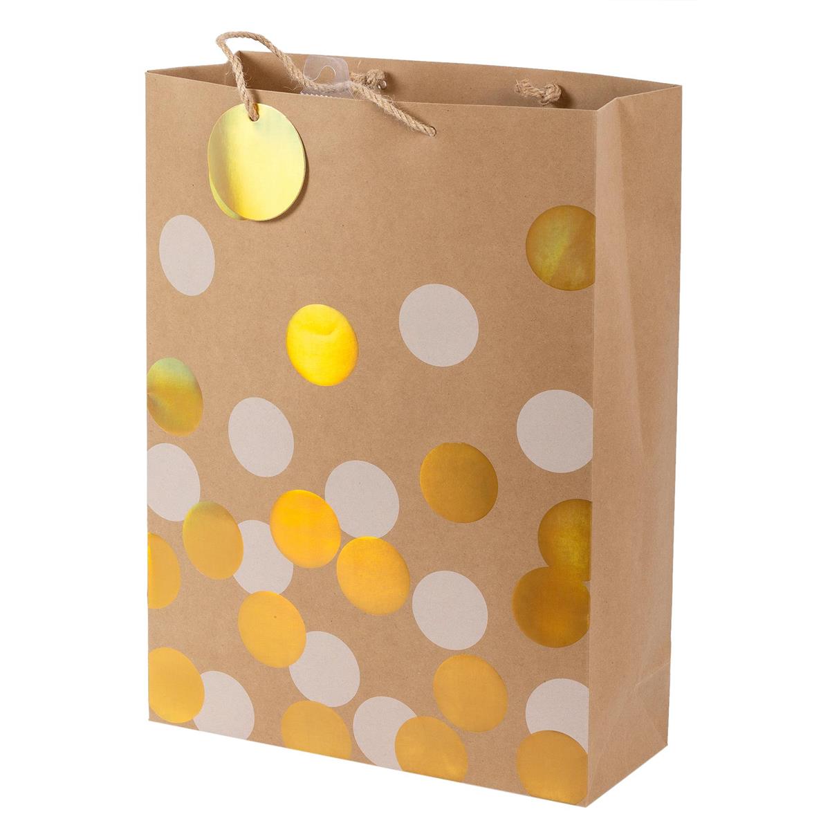 Paper T. Gift Bag, Jumbo, Irid Dots, 180GSM, HS Tag +j-hook