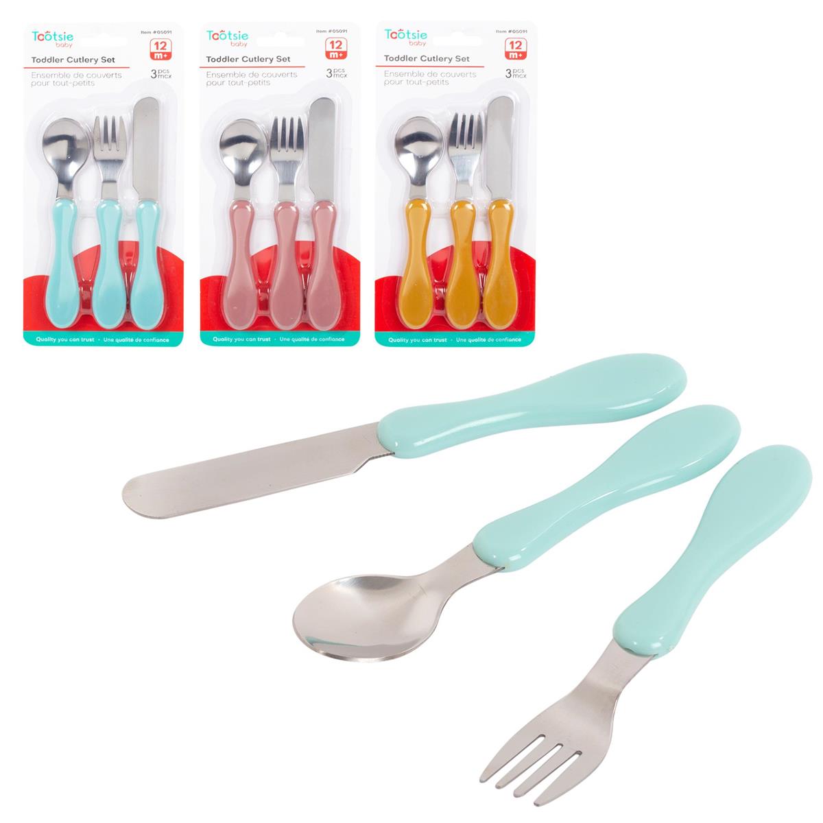 Tootsie Baby, 3-pc Cutlery Set 3 asst, bc