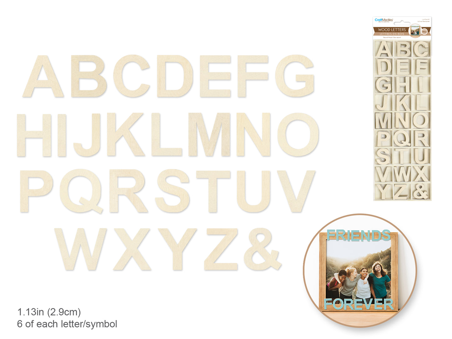 Wood Letters: 1.13" Mini x162 in Wood Storage Box