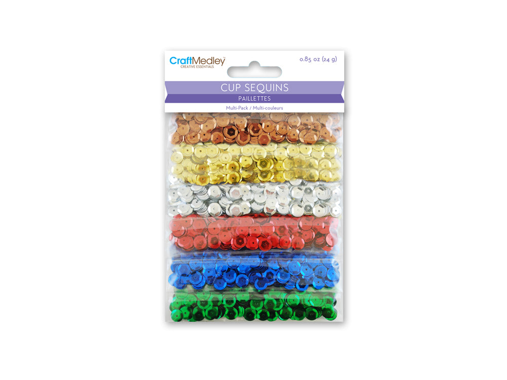 Craft Medley: 6mm Cup Sequins 24g Multi-Pack A) Dazzling Metallics