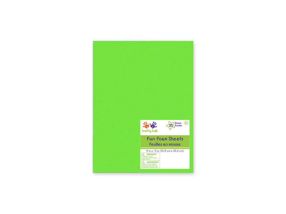 Fun Foam Sheets: One 9"x12" - 2mm(T) Barcoded Sheets P) Neon Green