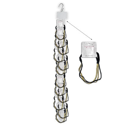 HEADBAND 2 PCS BLACK, GOLD 12PCS PER CLIP STRIP