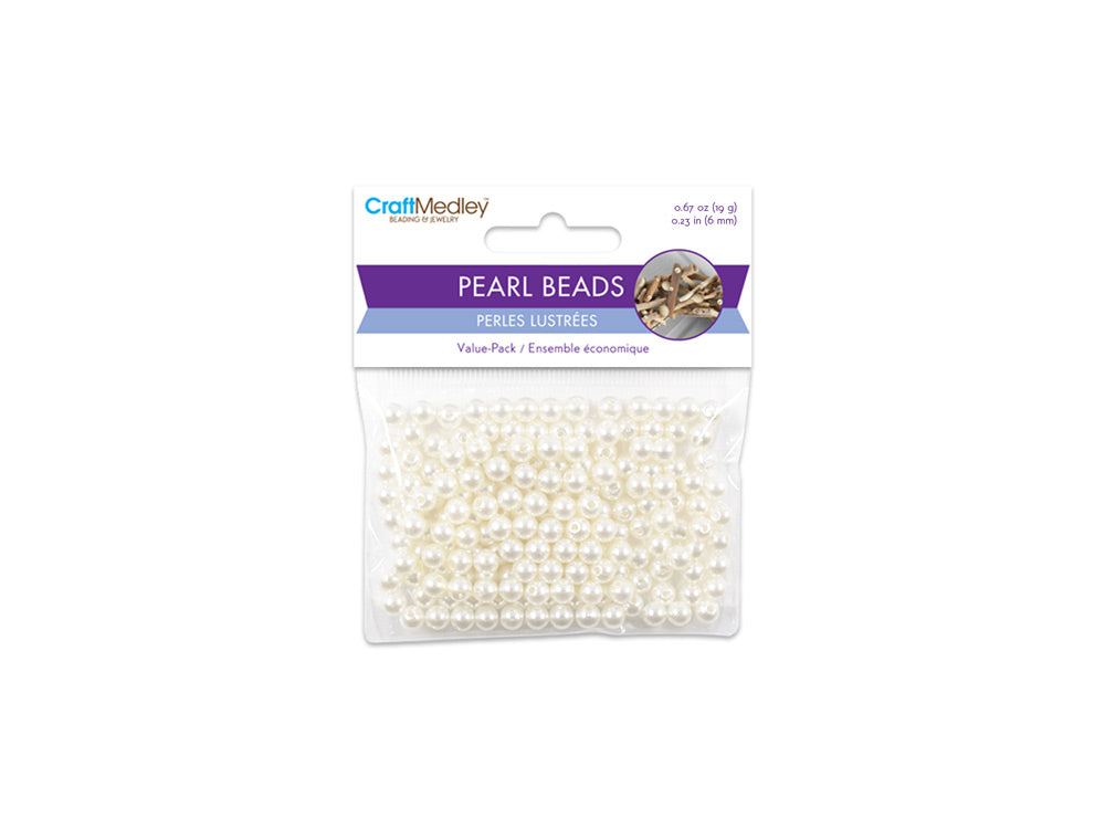 Pearl Beads: Acrylic Sleek Ivory Value-Pack D) 6mm~ 185pc