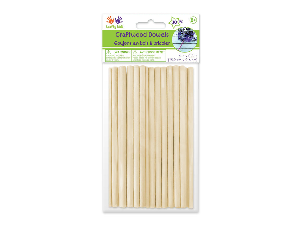 Craftwood: 1/4" (6.4mm) x 6" Natural Bamboo Dowel 30/pk
