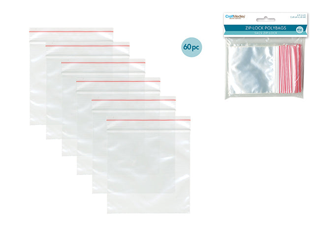 Craft Medley: Zipper-Seal Polybags 3"x3" 60pc