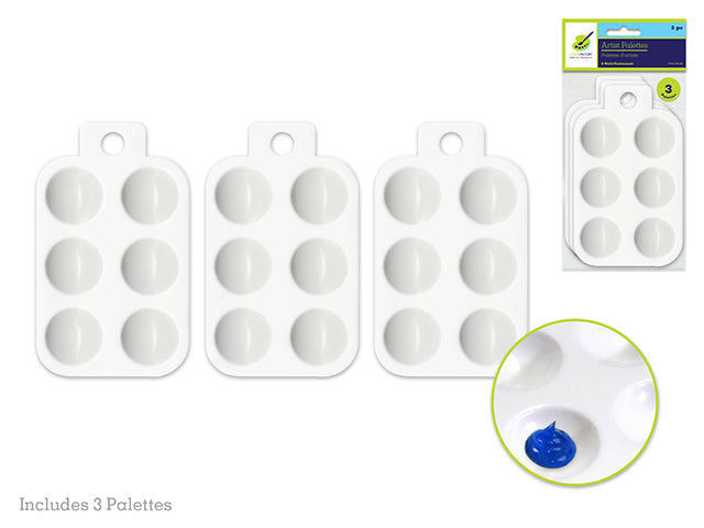 Color Factory Paint Palette: 3.4"x5" Plastic Rectangular 3pc 6-Well