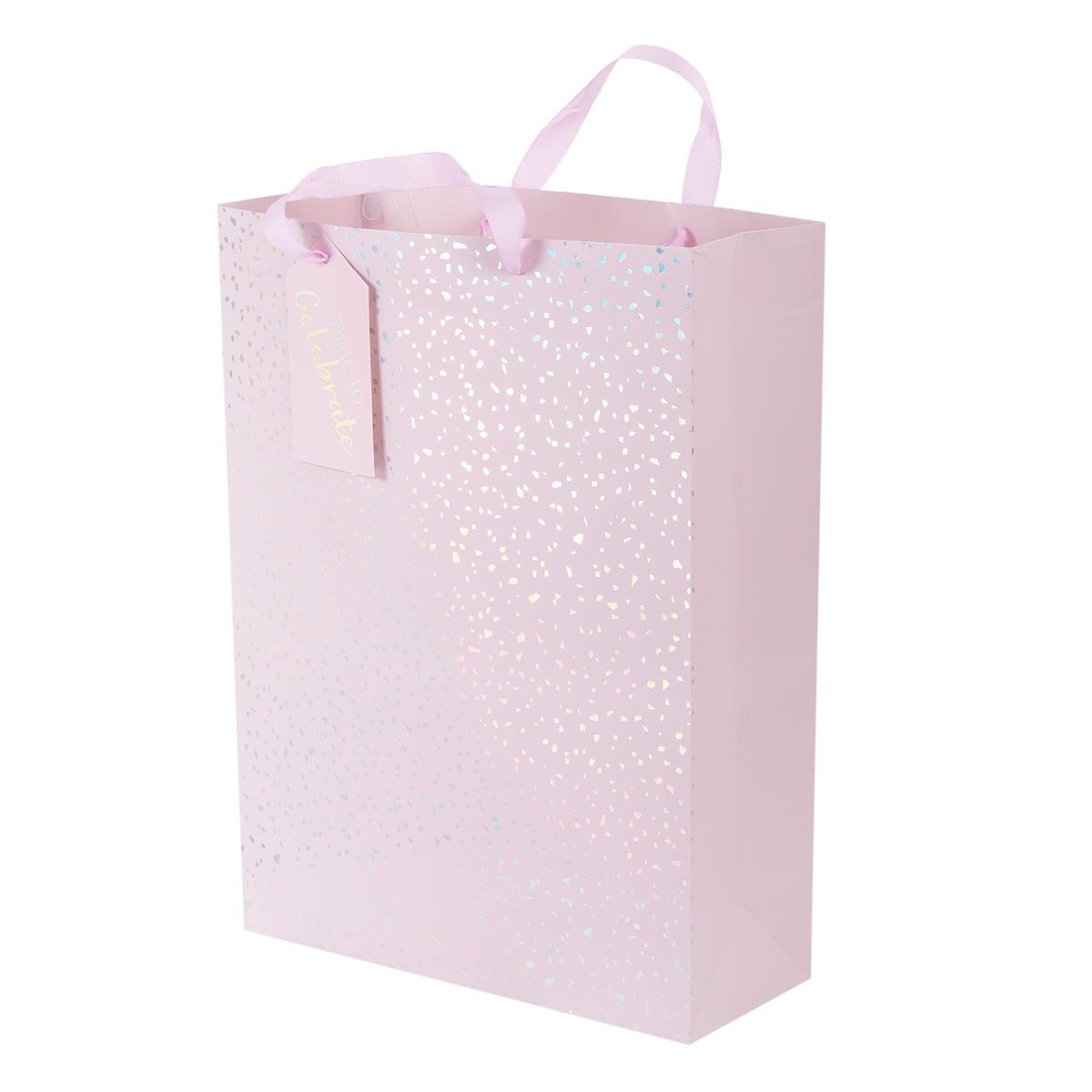 Paper T. DLX Gift Bag, Jumbo, Pink Spkle, Matte 210GSM, HS Tag +j-hook