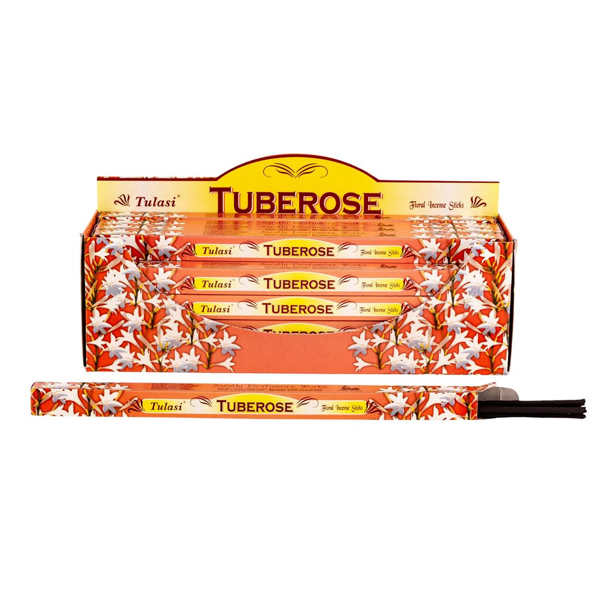Tulasi, 9" 8 pcs, Incense Sticks, Tuberose, 25/display box