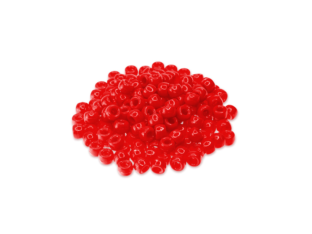 Pony Beads: 9mmx6mm Barrel Standard x175 B) Red