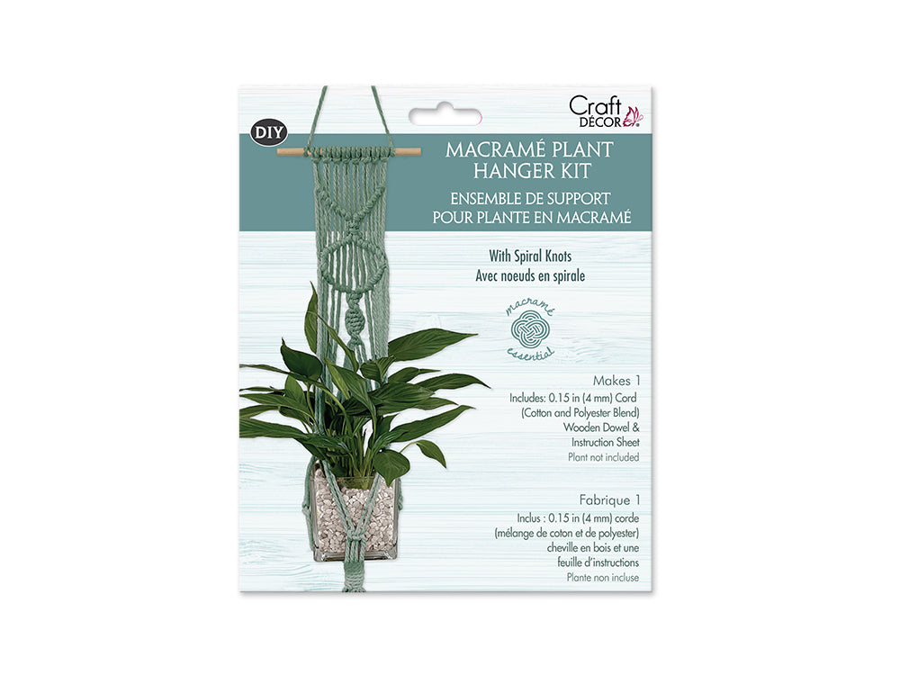 Craft Decor: DIY Macramé Planter Hanger Kit w/Wood Dowel B) Sage