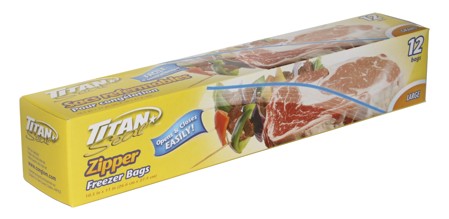 TITAN LARGE ZIPPER FREEZER BAGS 12 BAGS/PK