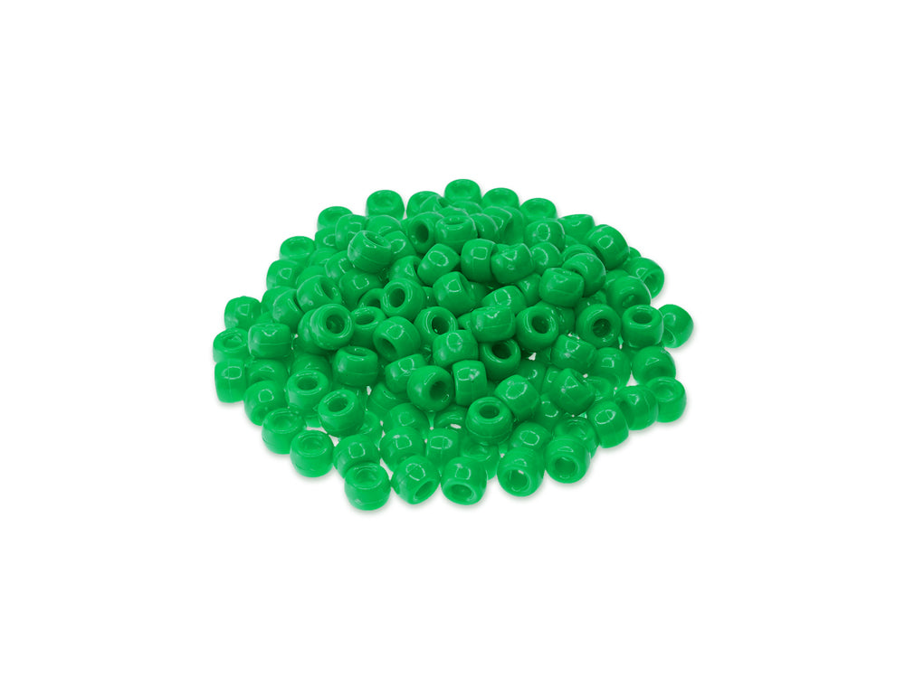 Pony Beads: 9mmx6mm Barrel Standard x175 D) Kelly Green