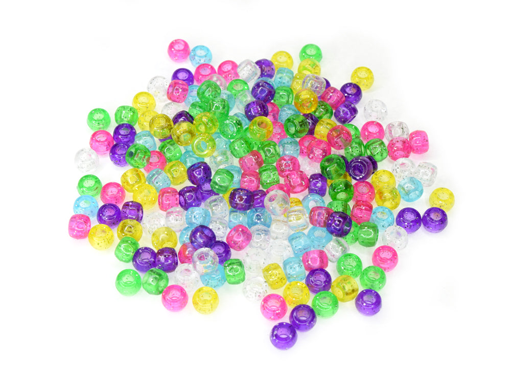 Pony Beads: 9mmx6mm Barrel Standard x175 G) Sparkle Multi-Mix
