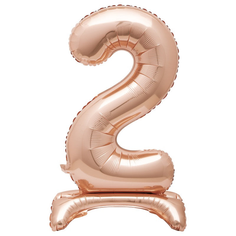 Rose Gold Number 2 Shaped Standing Foil Balloon 30"  Packaged