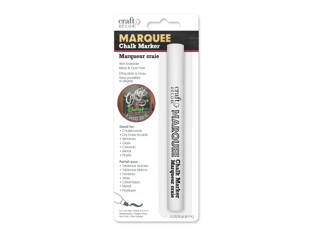 Craft Decor: Chalk-It-Up 5.5mm Marquee Marker Blister-Carded E) White