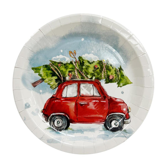 Xmas 8ct 9" Paper Plates, shrinkwrap