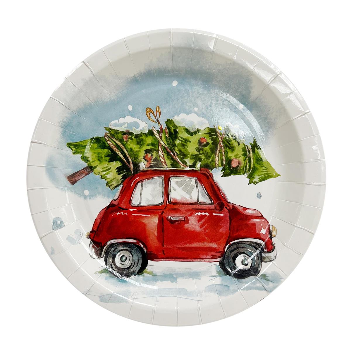 Xmas 8ct 9" Paper Plates, shrinkwrap