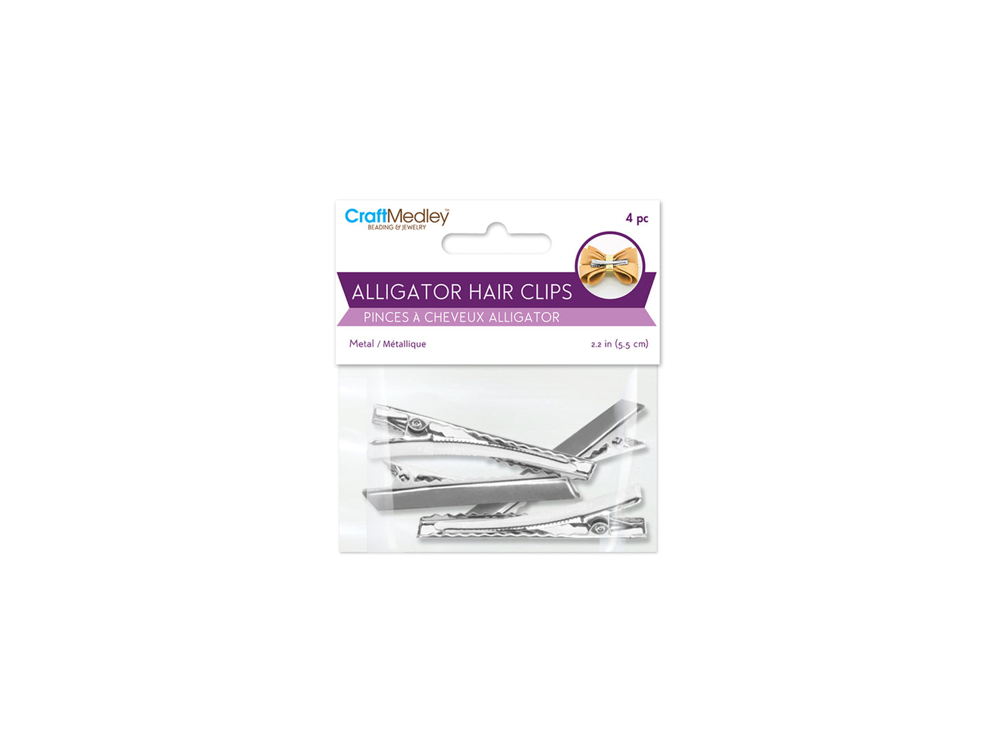 Jewelry Findings: Alligator Hair Clips Silver Metal C) 5.5cm 4pc