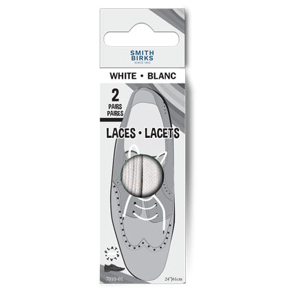 24" LACES - FLAT (2PR) WHITE