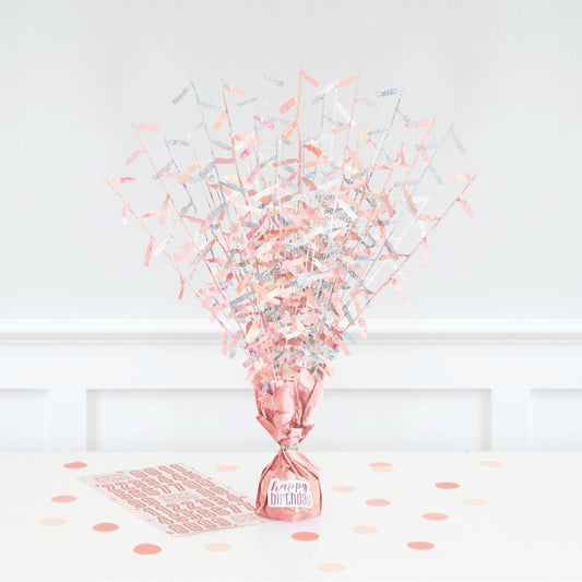 Birthday Glitz Rose Gold Balloon Weight Centerpiece