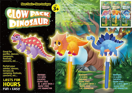 Neon Glow Dinosaur Wand, 3 Asst.