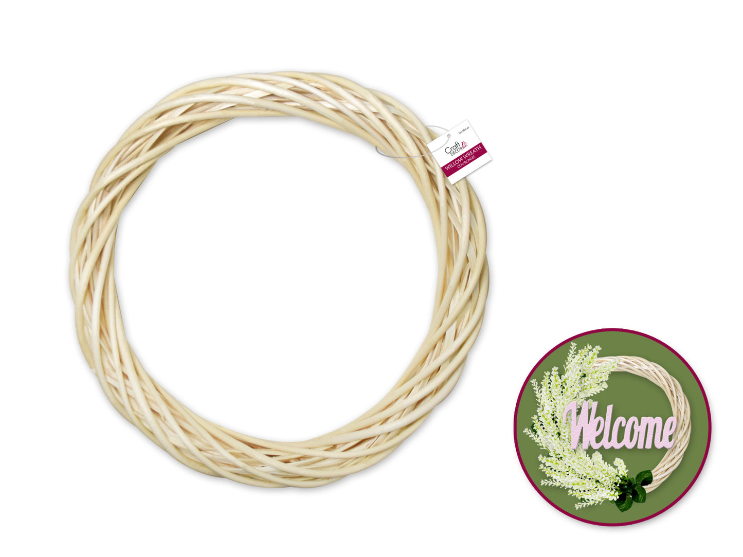 Craft Decor: 12" Willow Wreath 1 5/8"(T) Natural
